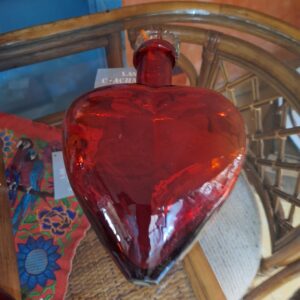 FLORERO CORAZÓN DE VIDRIO SOPLADO