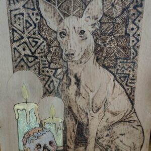 ARTE EN MADERA, CUADRO XOLOITZCUINTLE